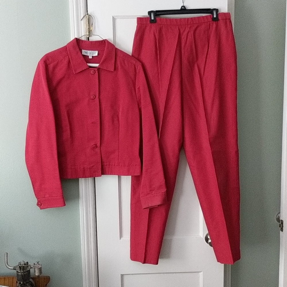 Red cotton pant suit